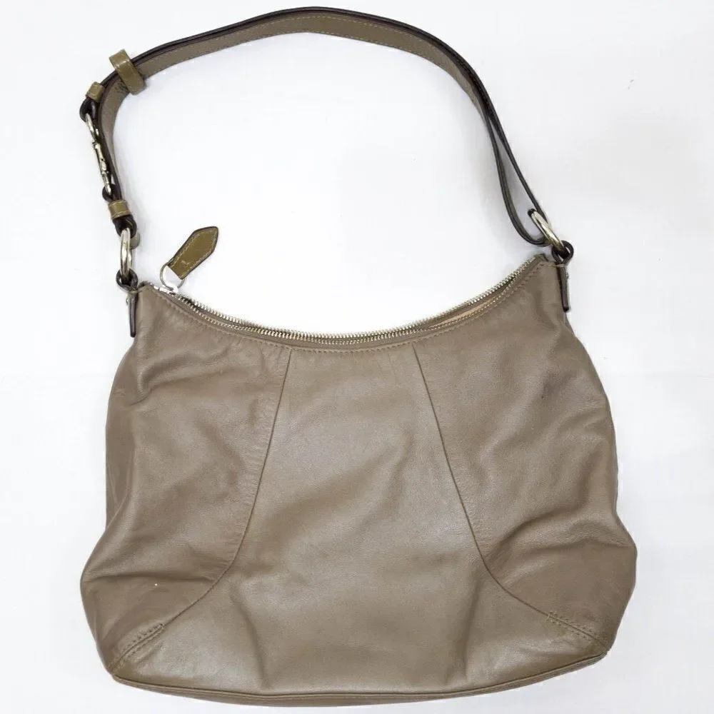 COACH H1294-F19580 Leather Brown Grey Satchel Shoulder Bag